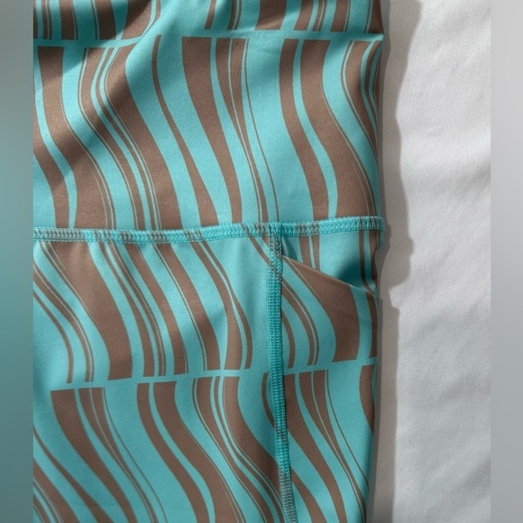 Ideology Performance Leggings High Rise Pockets Compression Blue Tan Size Large - Picture 8 of 10